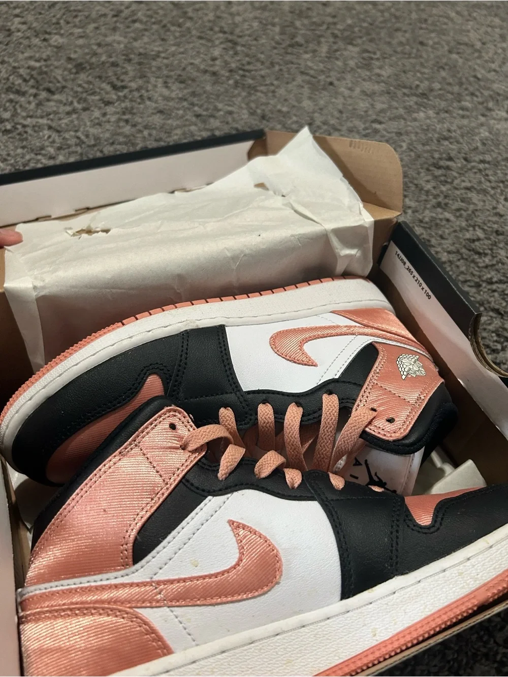 Jordan Women’s 5Y Metallic Pink, Black & White High-Top Sneakers